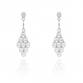 White Gold Diamond Chandelier Drop Earrings 6.44ct TDW